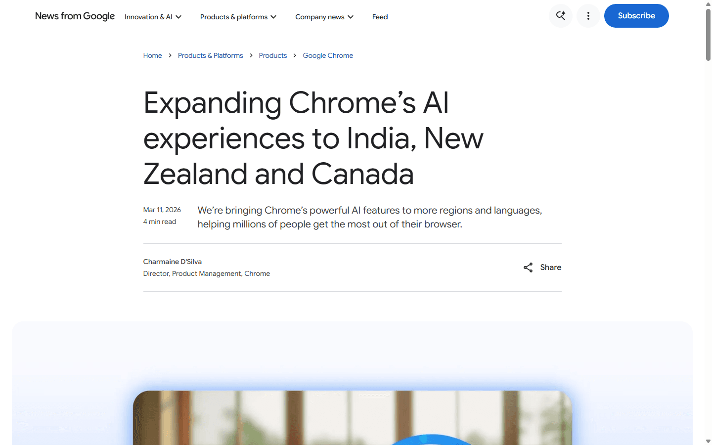 Google official English article about Gemini features in Chrome.