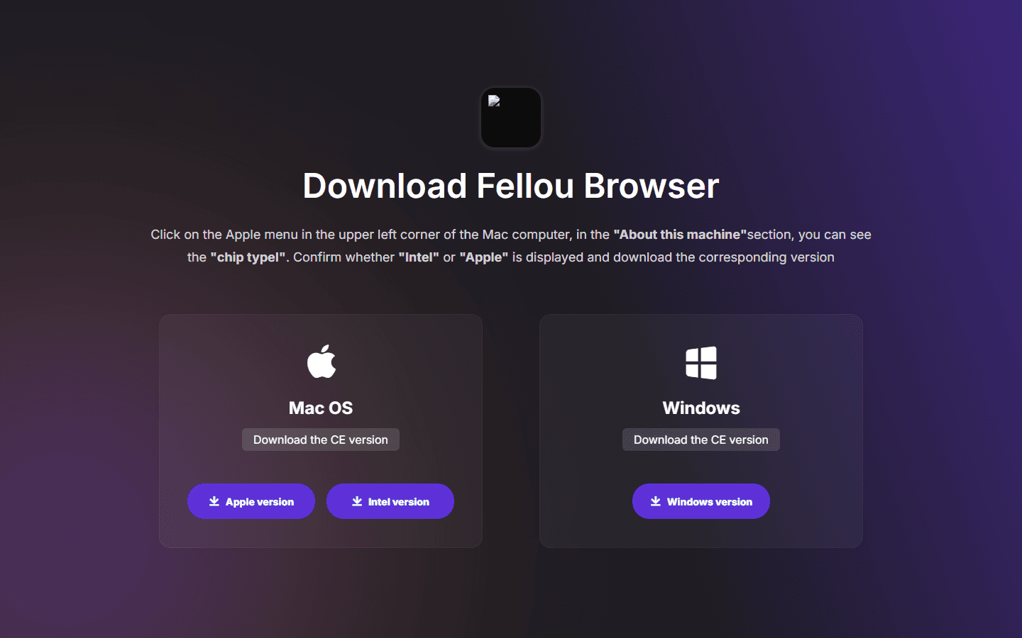 Fellou English download page for macOS and Windows.