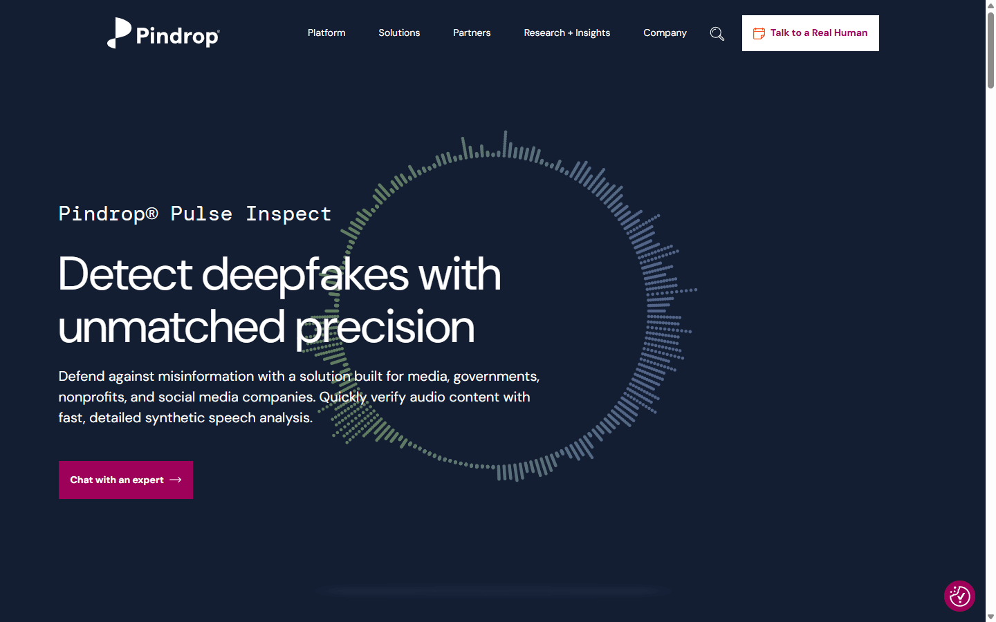 Pindrop Pulse Inspect English page for detailed synthetic speech analysis.