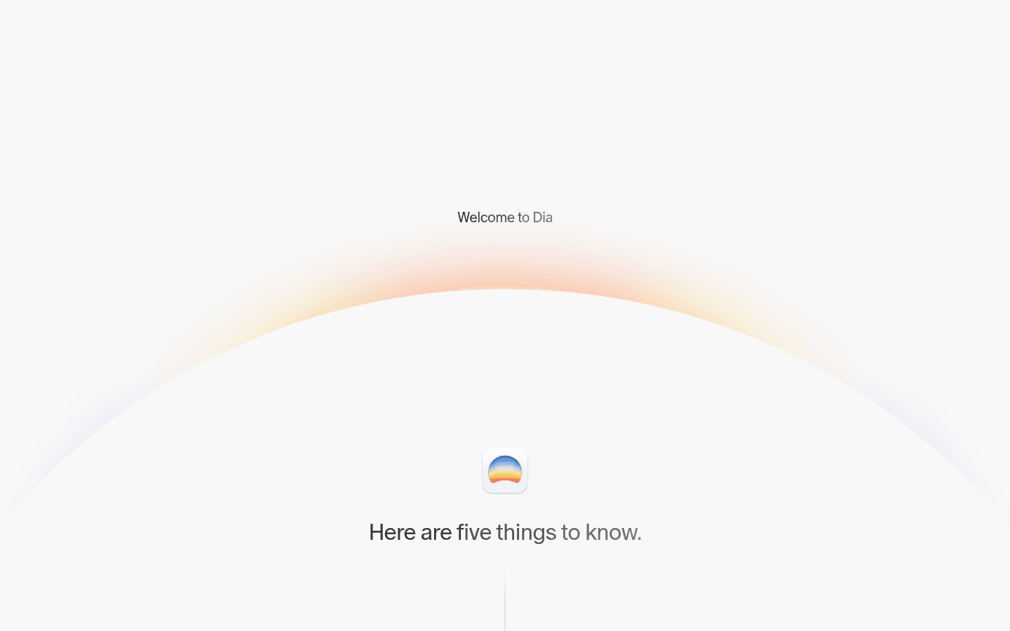 Dia English getting started page introducing its browser workflow.