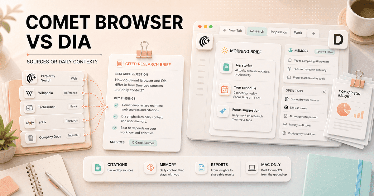 Comet Browser vs Dia in 2026: Better Research or a Calmer AI Browser?