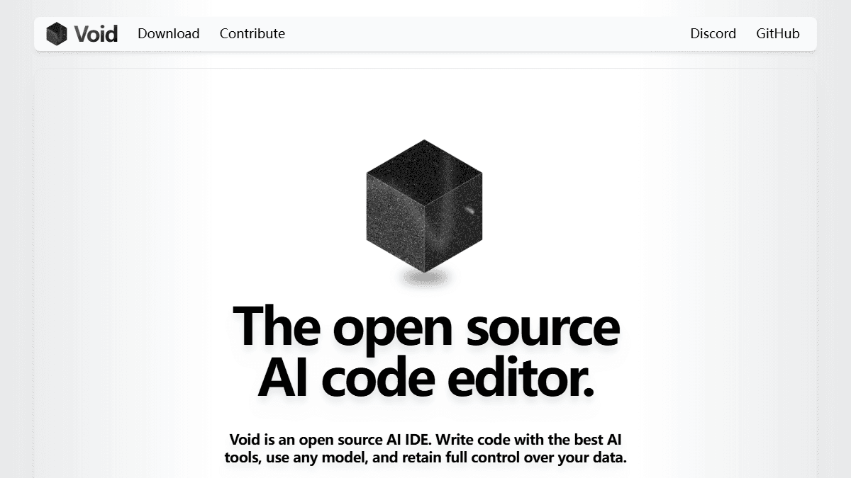 Void official homepage screenshot.