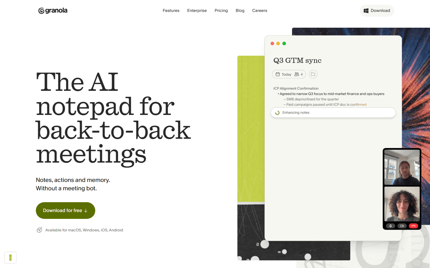 Granola official website screenshot.