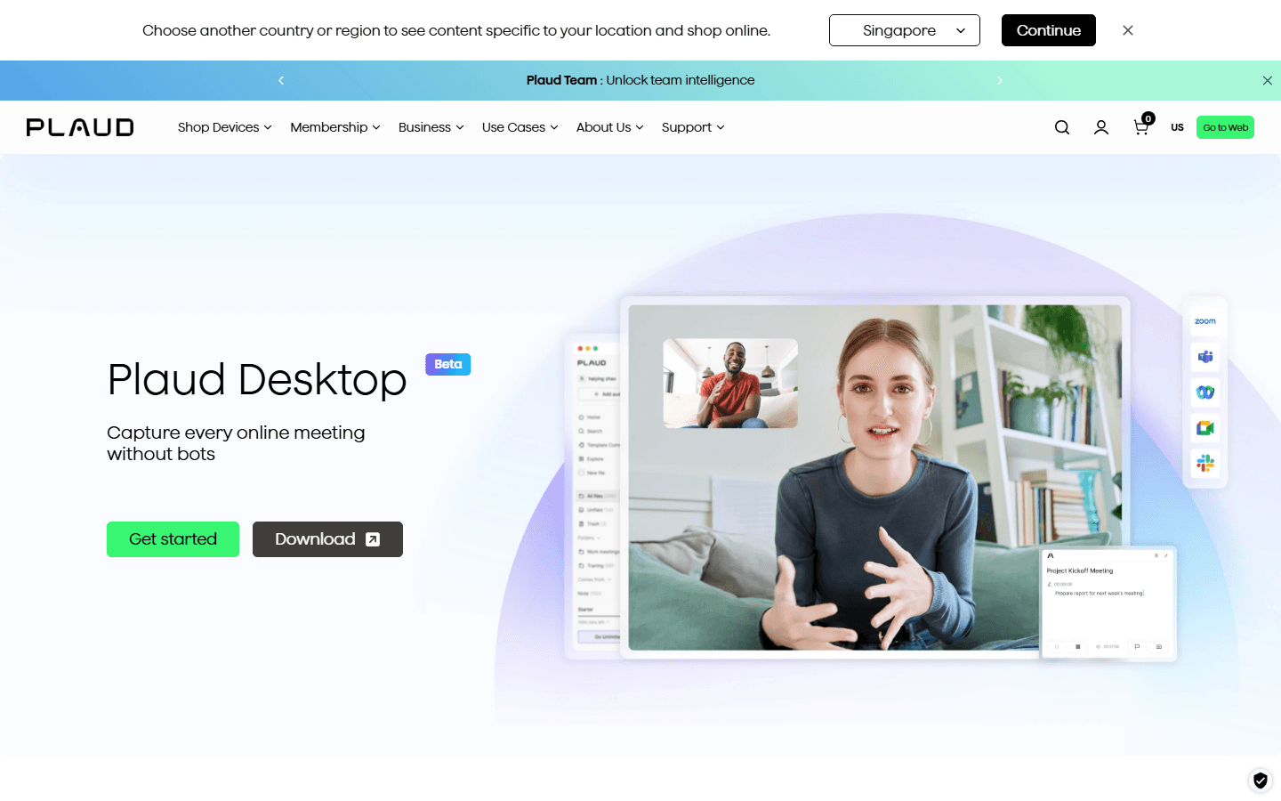 Plaud Desktop official page screenshot.