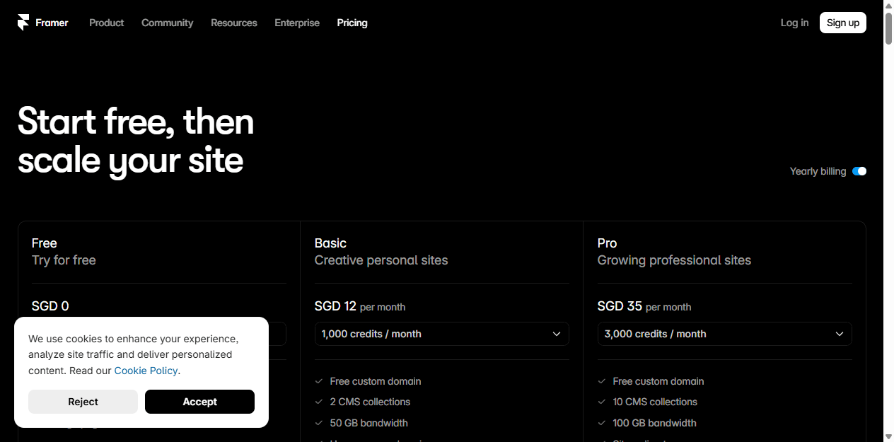 Framer pricing