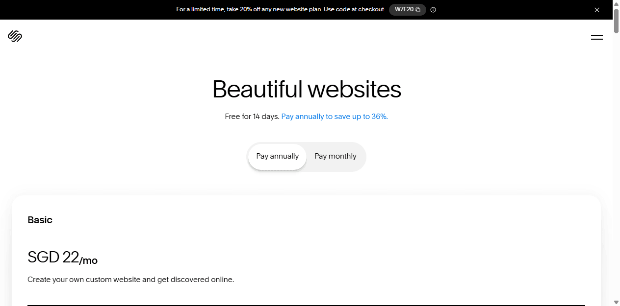 Squarespace pricing